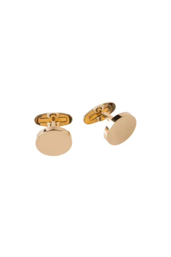 Premium Cufflinks - Round Ion Plated Gold Steel (285-12A)