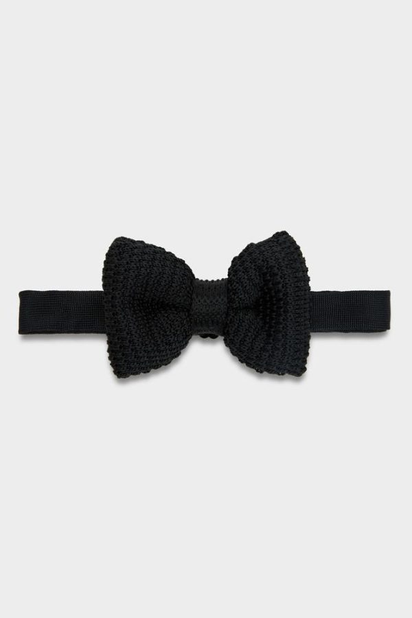 Ready-to-Wear Bow Tie - Black Knitted Bow Tie