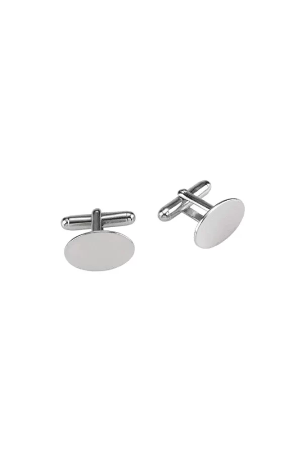 Premium Cufflinks - Sterling Silver Plain Oval (294-03)